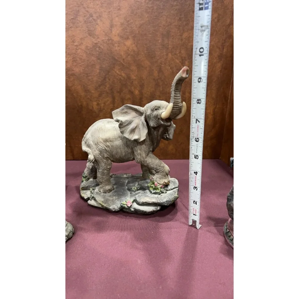 Elephant Figurine Collection – Decorative Resin Statues Mirror Piece & Accents